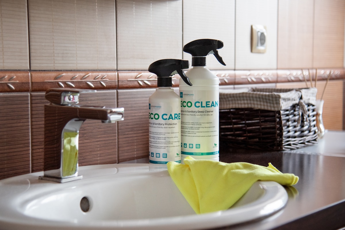Clean modern bathroom interior after thorough cleaning